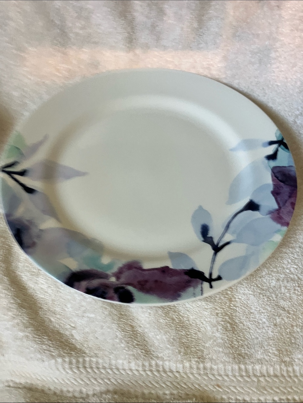 2 Lenox Dinner Plates with  Floral Design Indigo Watercolor 11 1/2” Steph Ryan